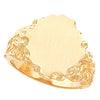 18.00X16.00 mm Men's Signet Ring with Brush Finished Top in 14k Yellow Gold ( Size 10 )