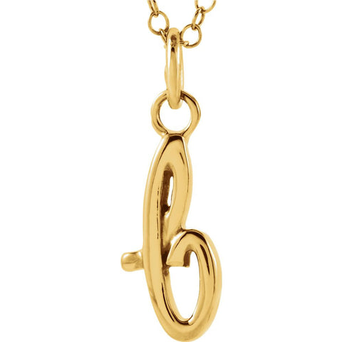 14k Yellow Gold Letter "B" Lowercase Script Initial Necklace