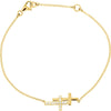 14K Yellow Gold 1/6 CTW Diamond Double Sideways Cross 8-Inch Bracelet
