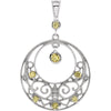Yellow Sapphire Filigree Pendant in 14K White Gold