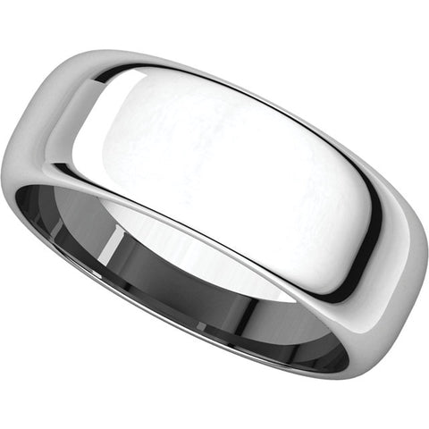 Sterling Silver 7mm Half Round Band, Size 6.5