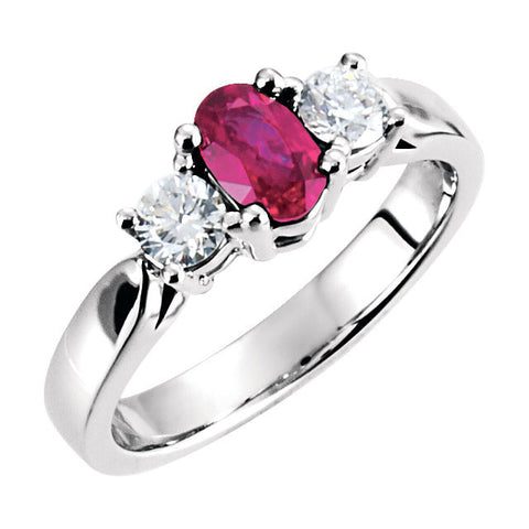 Platinum Ruby & Diamond Ring, Size 6
