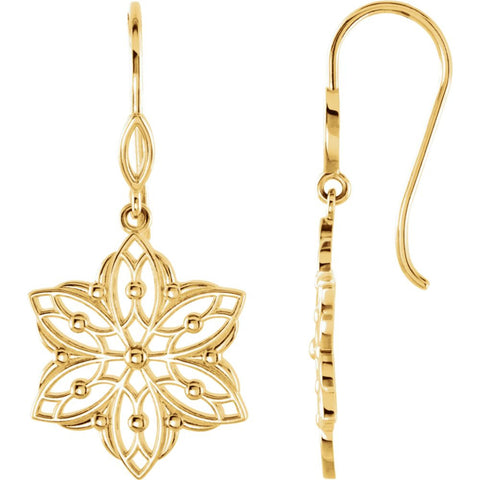 14k Yellow Gold Decorative Dangle Earrings