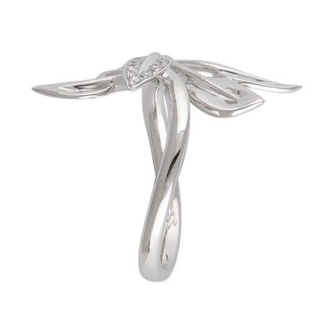 14k White Gold .07 CTW Diamond Leaf Ring, Size 7