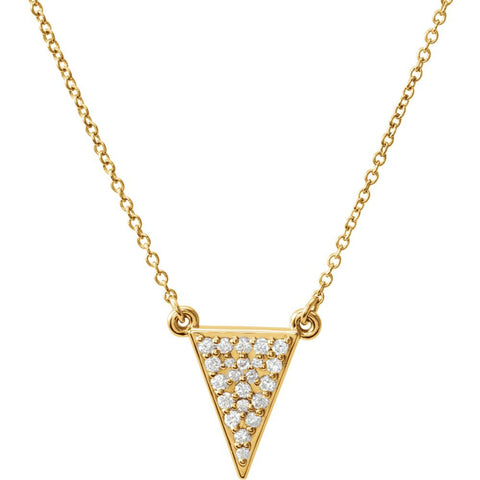 14k Yellow Gold 1/5 CTW Diamond Triangle 16.5" Necklace