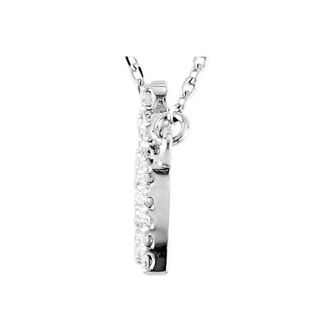 14k White Gold 1/5 CTW Diamond Petite Crown 16.45" Necklace