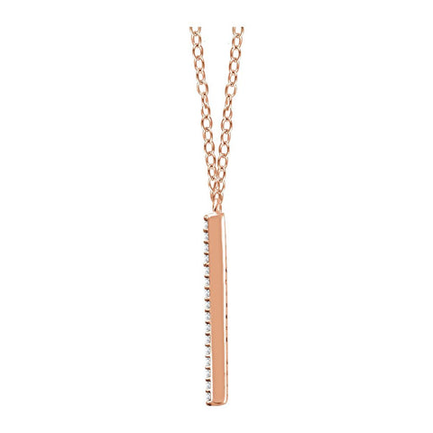 14k Rose Gold 1/6 CTW Diamond "V" 18" Necklace