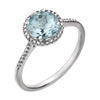 Sterling Silver Aquamarine & 0.01 ctw. Diamond Ring, Size 7