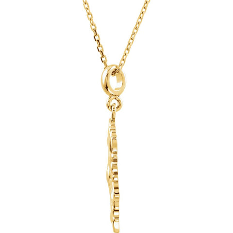 14k Yellow Gold Decorative Dangle 18" Necklace