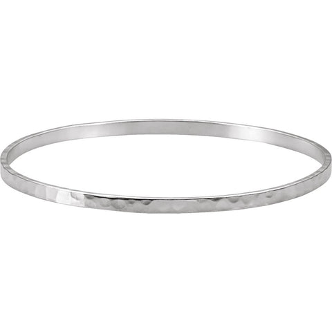 Sterling Silver 3.25mm Hammered Bangle Bracelet