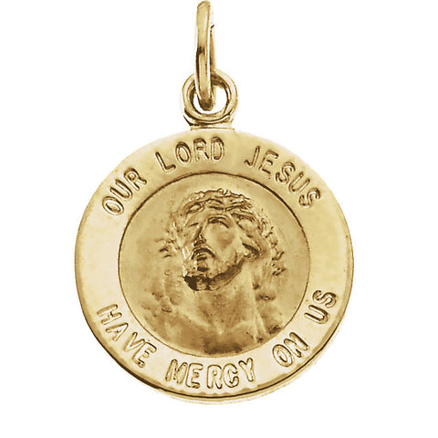 14k Yellow Gold 12mm Round Our Lord Jesus Medal