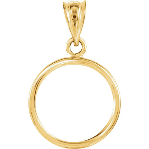 14k Yellow Gold 14x1mm Tab Back Frame Pendant for 1/20 Ounce Chinese Panda Coin