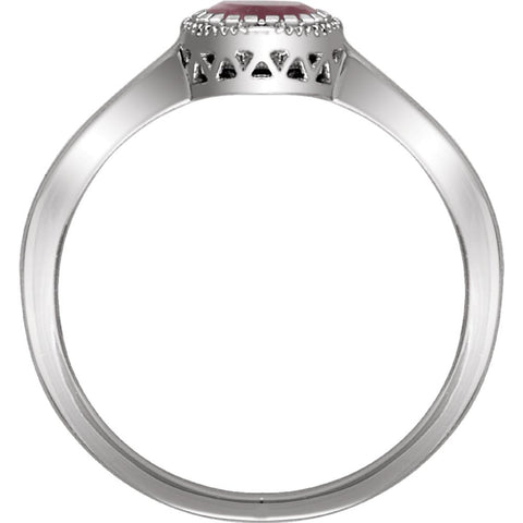 14k White Gold Pink Tourmaline "October" Birthstone Ring, Size 7