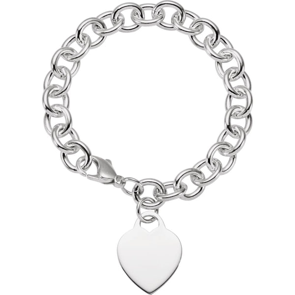 Sterling Silver Heart Charm 7.5" Bracelet