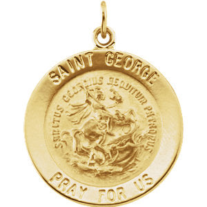 14k Yellow Gold 22mm Round St. George Medal
