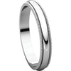 14k White Gold 3mm Milgrain Band, Size 4