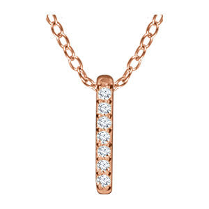 14k Rose Gold .05 CTW Diamond Bar 16-18" Necklace