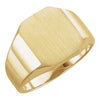 14.00X12.00 mm Men's Signet Ring with Brush Finished Top in 14k Yellow Gold ( Size 10 )