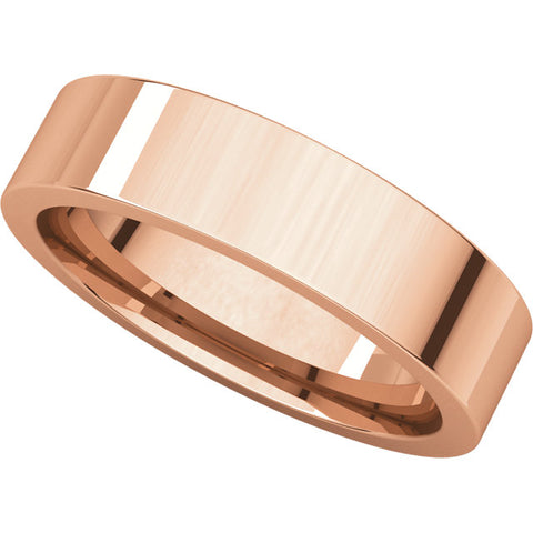 14k Rose Gold 5mm Flat Comfort Fit Band, Size 11