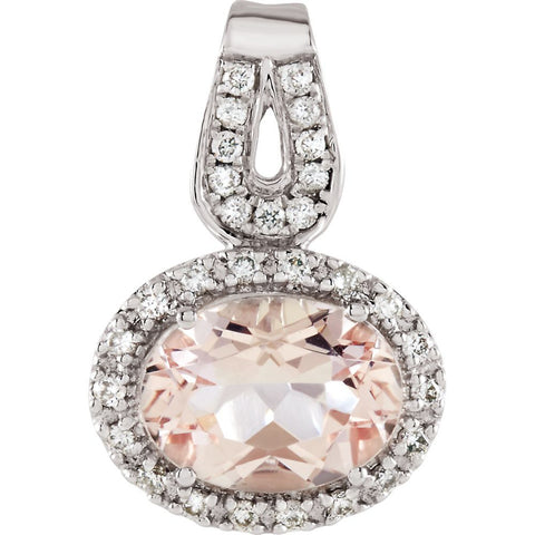 14k White Gold Morganite & 1/8 CTW Diamond Pendant