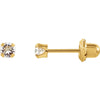 14K Yellow Gold Solitaire "April" Birthstone Piercing Earrings for Kids