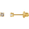 14K Yellow Gold Solitaire "April" Birthstone Piercing Earrings for Kids