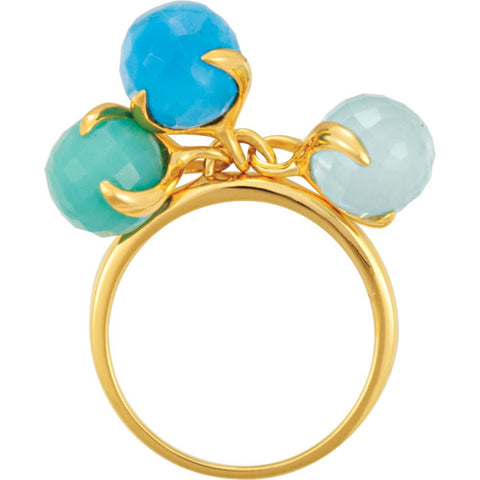 18k Yellow Gold Vermeil Multi-Gemstone Ring Size 6