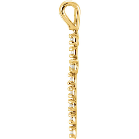 14k Yellow Gold 1/8 CTW Diamond Cross Pendant