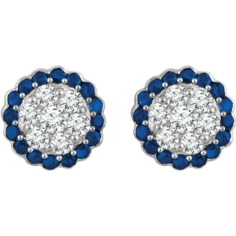 14k White Gold Blue Sapphire & 5/8 CTW Diamond Earrings