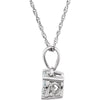 14k White Gold 1/5 CTW Diamond Cluster Necklace
