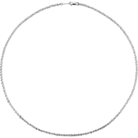 Sterling Silver 2mm 18" Rope Chain with Lobster Clasp