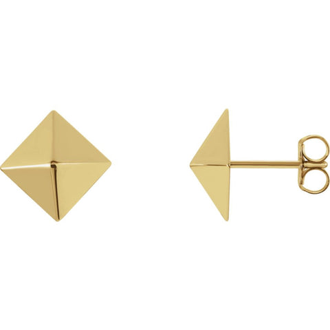 14k Yellow Gold Pyramid Earrings