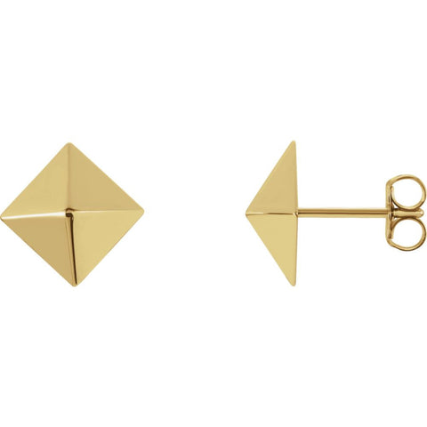 14K Yellow Gold Pyramid Design Earrings