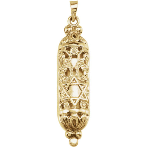 14k Yellow Gold Hollow Mezuzah Pendant or Necklace