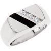 Men's, 1/10 cttw Genuine Onyx and Diamond Ring in Sterling Silver ( Size 10 )