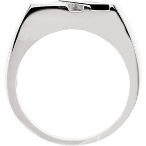 Sterling Silver Men's Onyx & 1/10 CTW Diamond Ring, Size 10