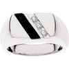 Sterling Silver Men's Onyx & 1/10 CTW Diamond Ring, Size 10