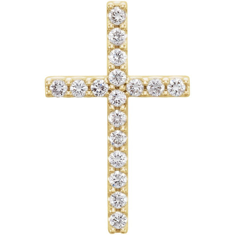 14k Yellow Gold 1/3 CTW Petite Diamond Cross Pendant