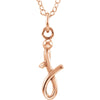Letter "J" Lowercase Script Initial Necklace (18 Inch) in 14K Rose Gold