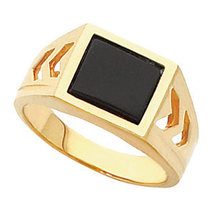 14k Yellow Gold Men's Ring Mounting for Onyx, Size 11