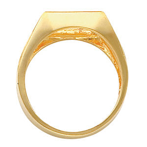 10k Yellow Gold Men's Ring Mounting for Onyx, Size 11