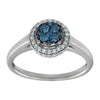 14k White Gold 1/2 CTW Blue & White Diamond Ring, Size 7