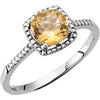 0.01 CTTW Halo-Styled Ring in Sterling Silver ( Size 6 )