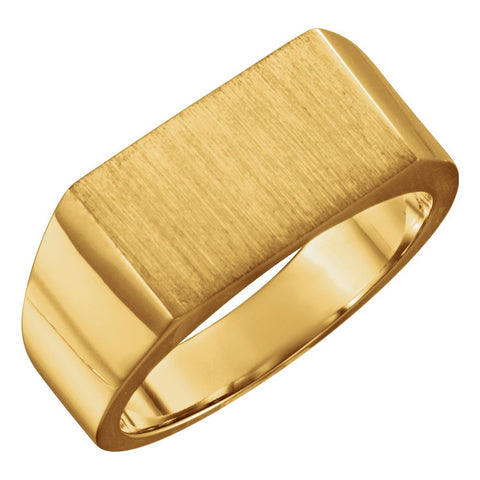 14k Yellow Gold 15x9mm Men's Signet Ring, Size 11