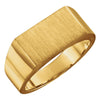09.00X15.00 mm Men's Signet Ring with Brush Finished Top in 14k Yellow Gold ( Size 10 )