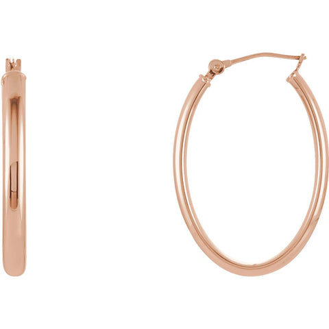 14k Rose Gold 20mm Oval Hoop Earrings
