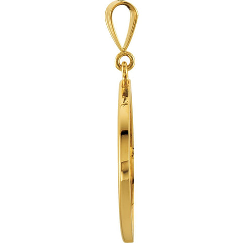 14k Yellow Gold 21x21mm Square Pendant