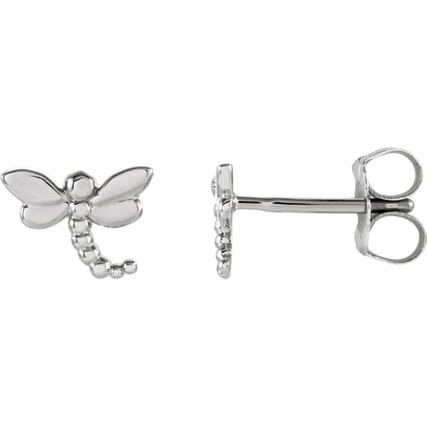 14k White Gold Dragonfly Earrings