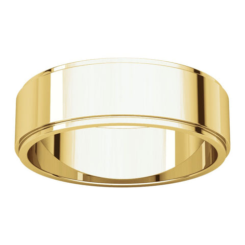 10k Yellow Gold 6mm Flat Edge Band, Size 10