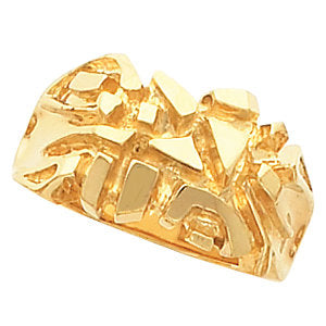 10k Yellow Gold Men's Nugget Ring , Size 11